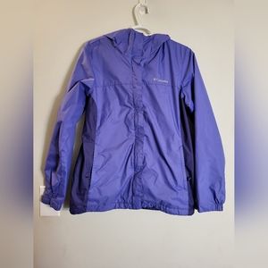Womens Medium Columbia Purple Rain Jacket Zip And Velcro